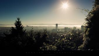 Sunset landscapes cityscapes buildings paradise wallpaper