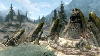 Water mountains the elder scrolls v: skyrim wallpaper