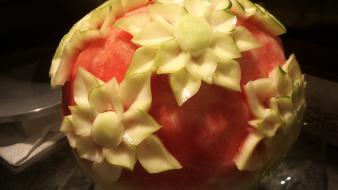Watermelons artwork floral fruit carving wallpaper
