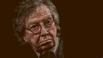 Antoni tapies brown background typographic portrait wallpaper