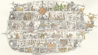 Artwork submarine traditional art wallpaper