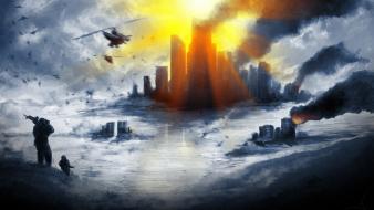 Battlefield 4 artwork birds fire smoke wallpaper