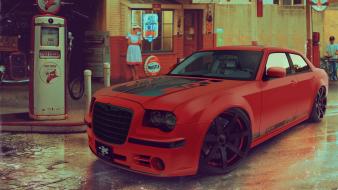 Cars gas station men wallpaper