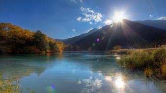 Sun landscapes mountains nature sunlight wallpaper